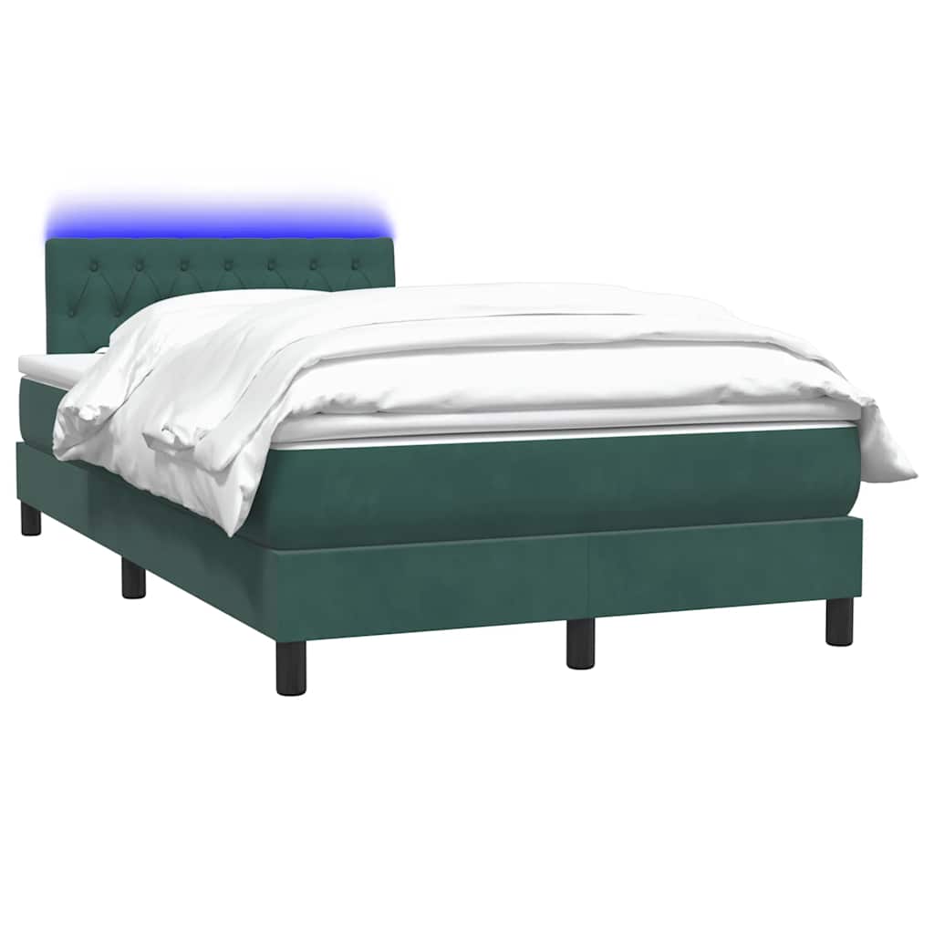Sommier à lattes de lit et matelas et LED vert foncé 120x220cm velours - XIOS