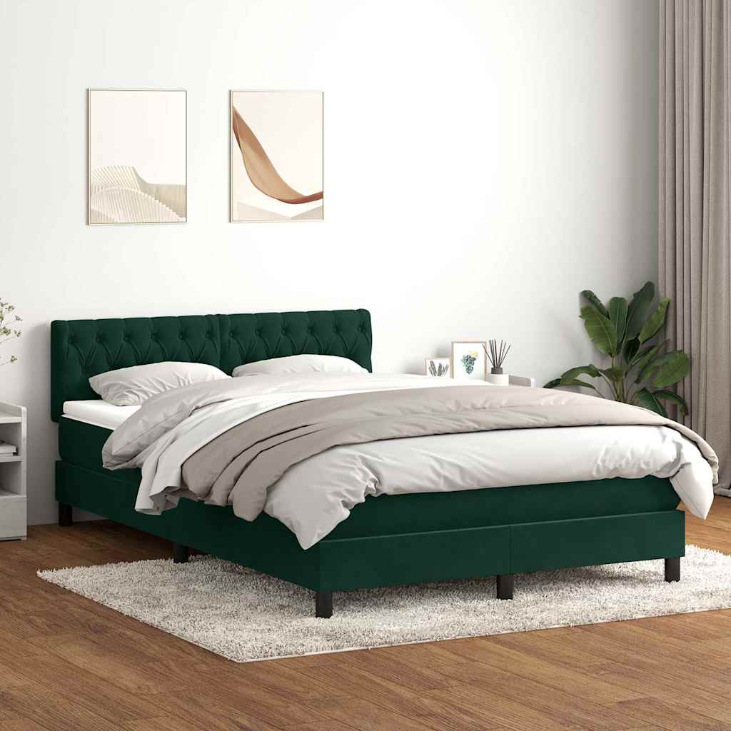 Sommier à lattes de lit et matelas et LED vert foncé 160x220cm velours - XIOS