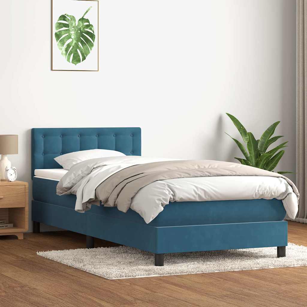 Sommier à lattes de lit et matelas et LED bleu foncé 80x210 cm velours - XIOS