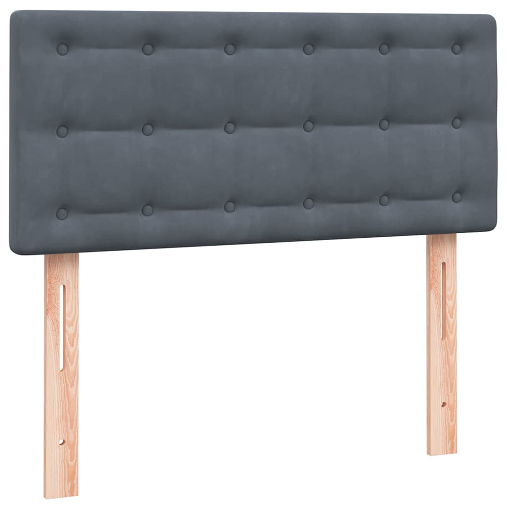 Sommier à lattes de lit et matelas et LED gris foncé 90x210 cm velours - XIOS