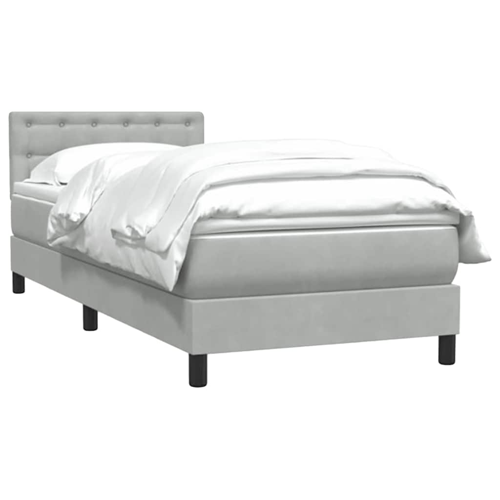 Sommier à lattes de lit et matelas et LED gris clair 100x210cm velours - XIOS