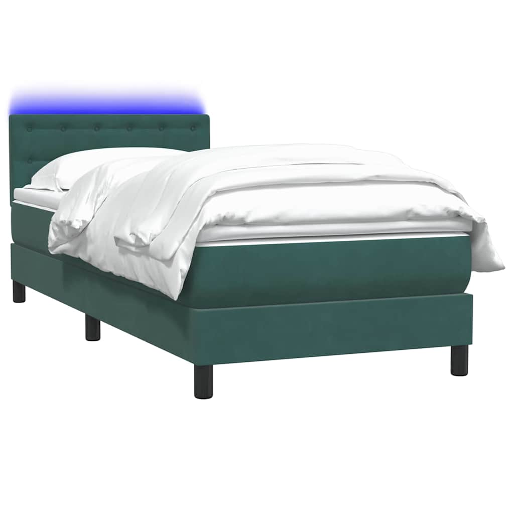 Sommier à lattes de lit et matelas et LED vert foncé 100x210cm velours - XIOS
