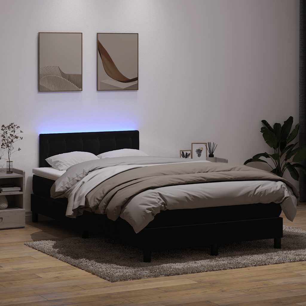 Sommier à lattes de lit avec matelas et LED noir 120x210 cm velours - XIOS