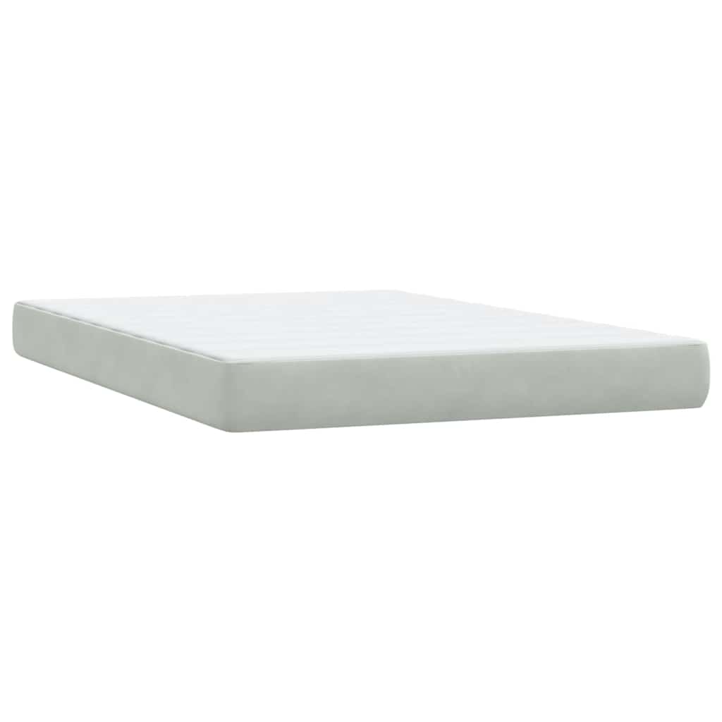Sommier à lattes de lit et matelas et LED gris clair 140x210cm velours - XIOS