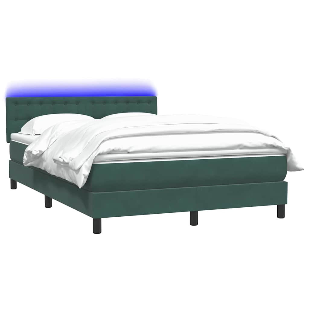 Sommier à lattes de lit et matelas et LED vert foncé 140x210cm velours - XIOS