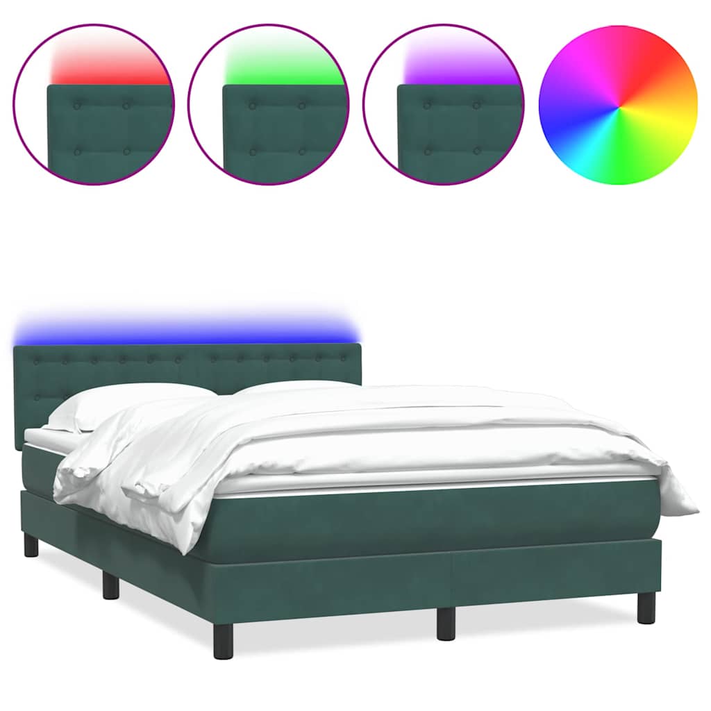 Sommier à lattes de lit et matelas et LED vert foncé 160x210cm velours - XIOS