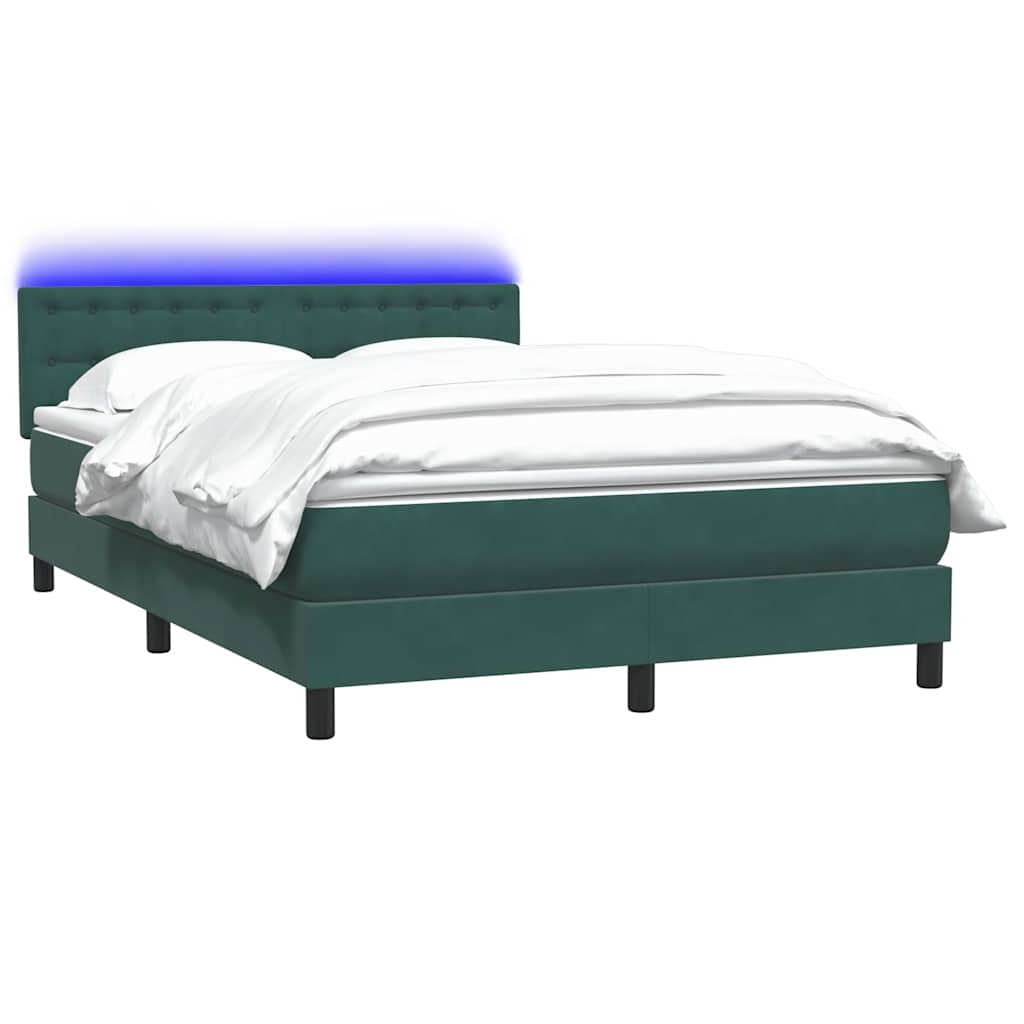 Sommier à lattes de lit et matelas et LED vert foncé 160x210cm velours - XIOS