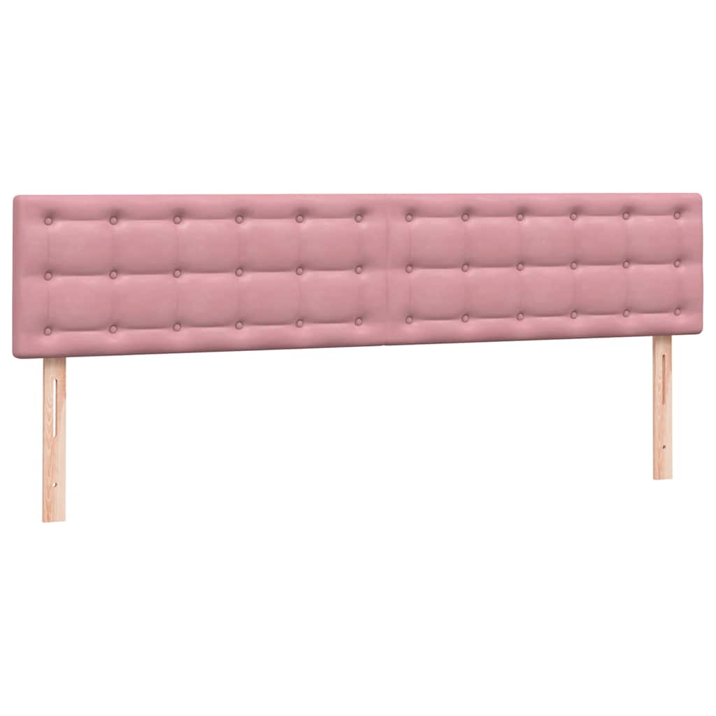 Sommier à lattes de lit avec matelas et LED rose 180x210 cm velours - XIOS