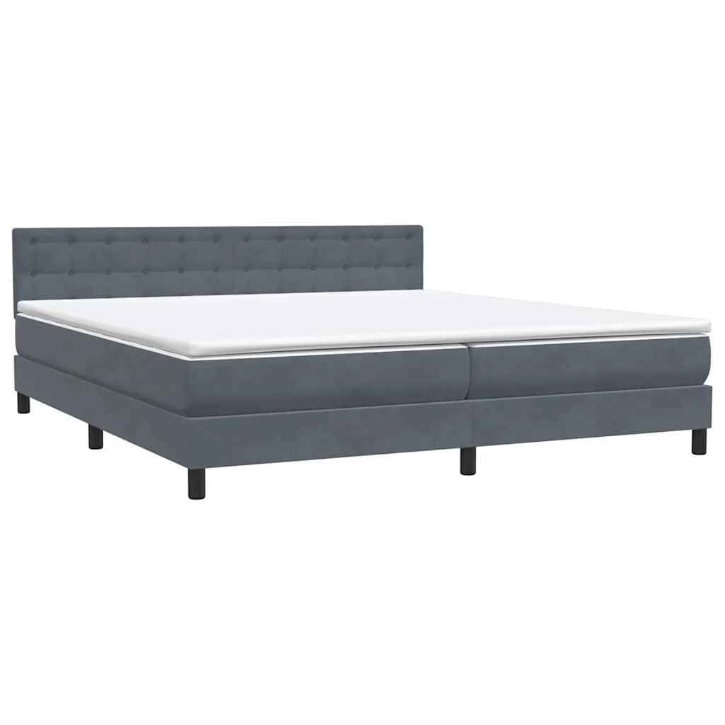 Sommier à lattes de lit et matelas et LED gris foncé 200x210cm velours - XIOS