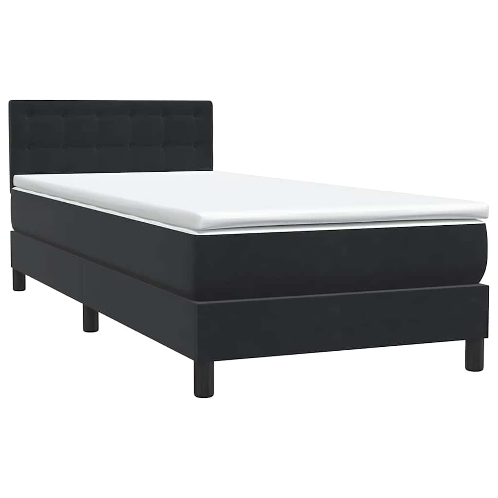 Sommier à lattes de lit avec matelas et LED noir 80x220 cm velours - XIOS