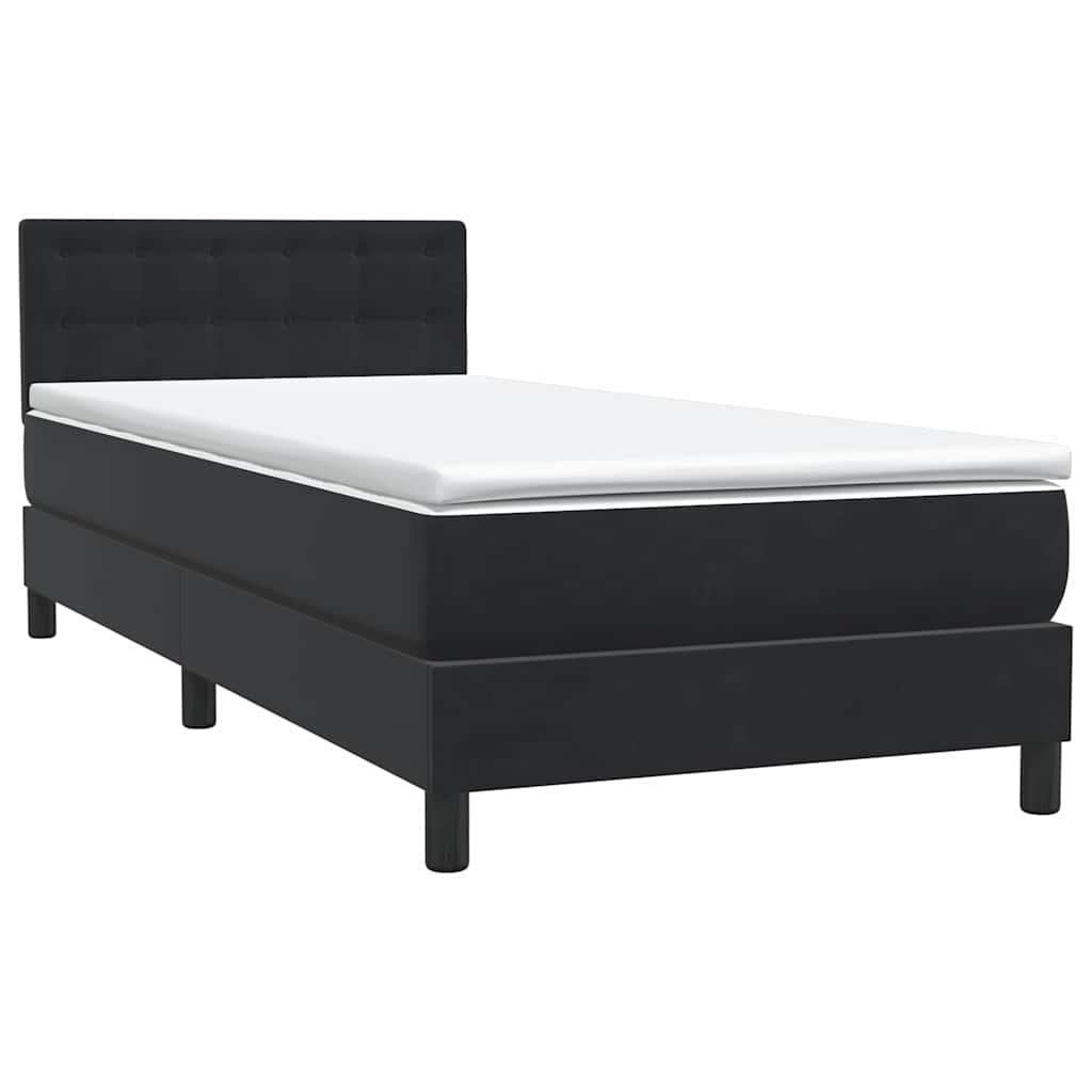 Sommier à lattes de lit avec matelas et LED noir 90x220 cm velours - XIOS
