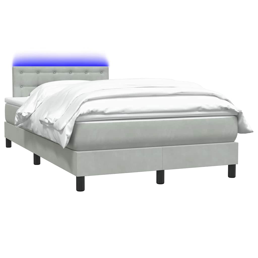 Sommier à lattes de lit et matelas et LED gris clair 120x220cm velours - XIOS