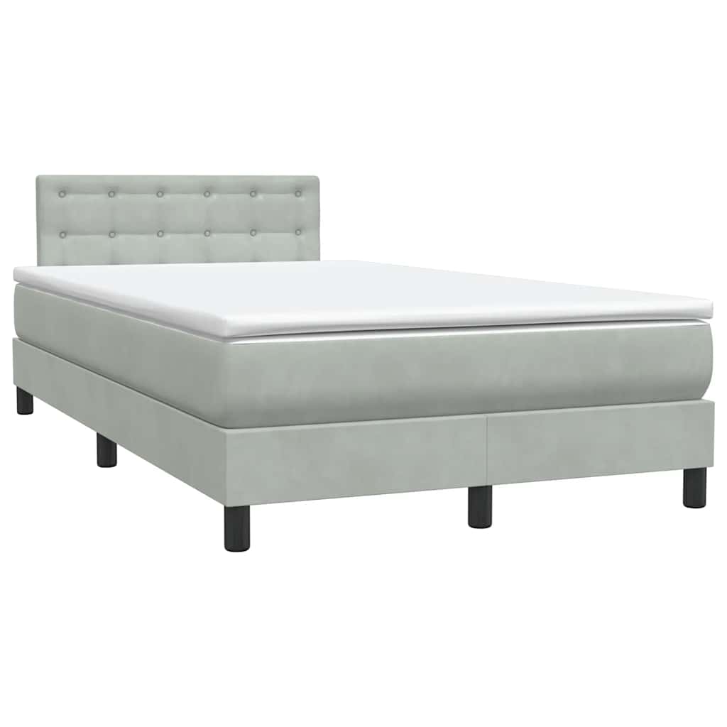 Sommier à lattes de lit et matelas et LED gris clair 120x220cm velours - XIOS