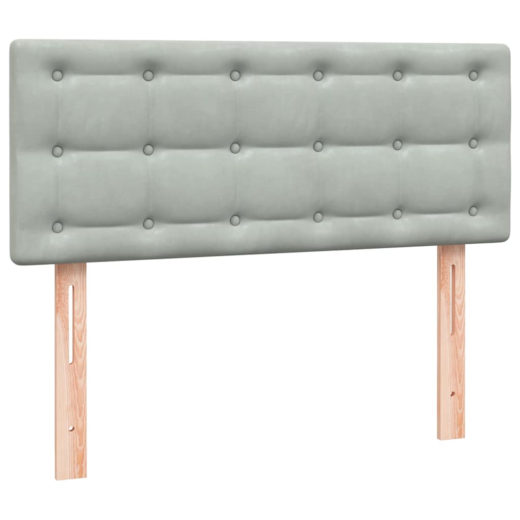 Sommier à lattes de lit et matelas et LED gris clair 120x220cm velours - XIOS