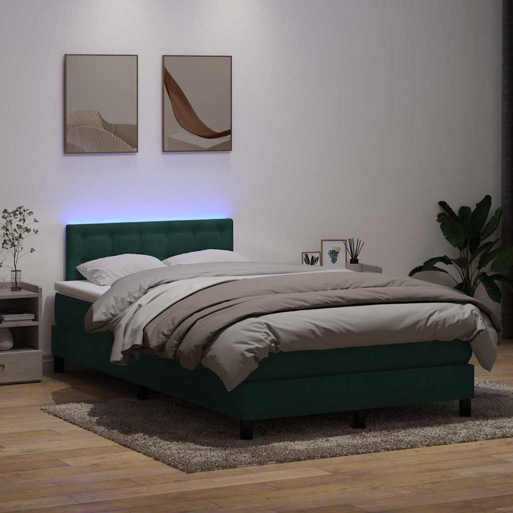 Sommier à lattes de lit et matelas et LED vert foncé 120x220cm velours - XIOS