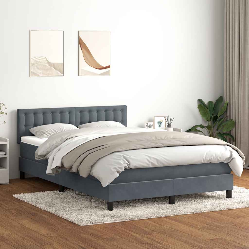 Sommier à lattes de lit et matelas et LED gris foncé 160x220cm velours - XIOS