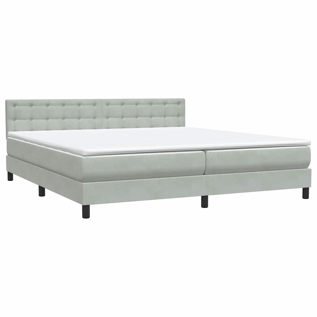 Sommier à lattes de lit et matelas et LED gris clair 180x220cm velours - XIOS
