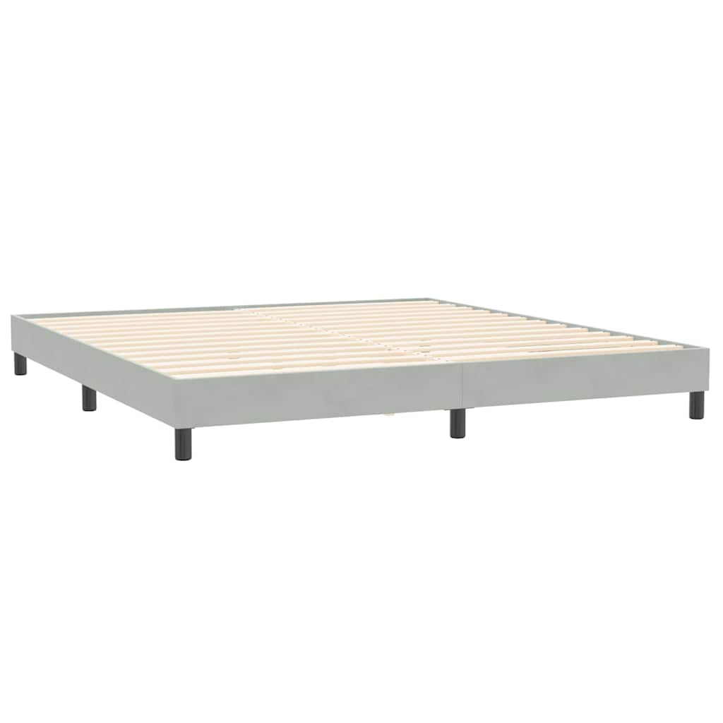 Sommier à lattes de lit et matelas et LED gris clair 180x220cm velours - XIOS