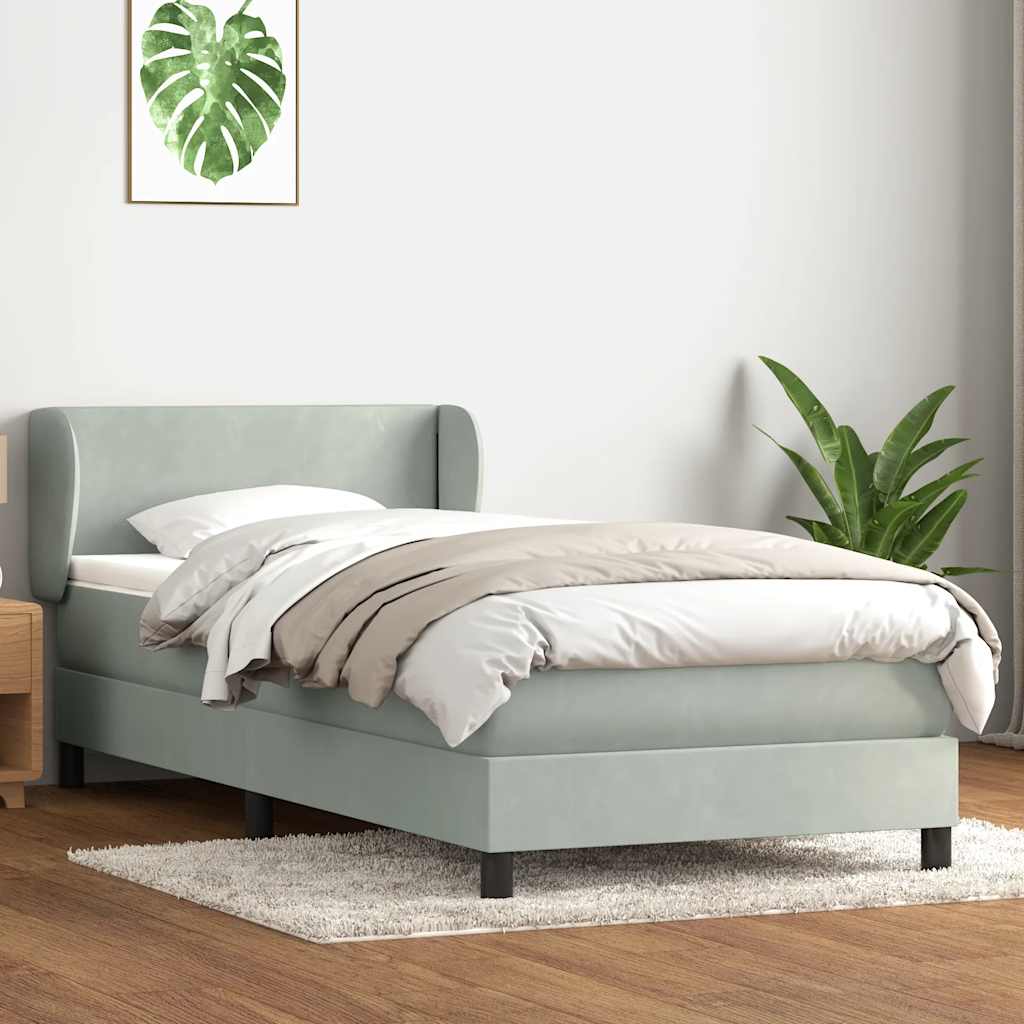 Sommier à lattes de lit et matelas gris clair 80x210 cm velours - XIOS