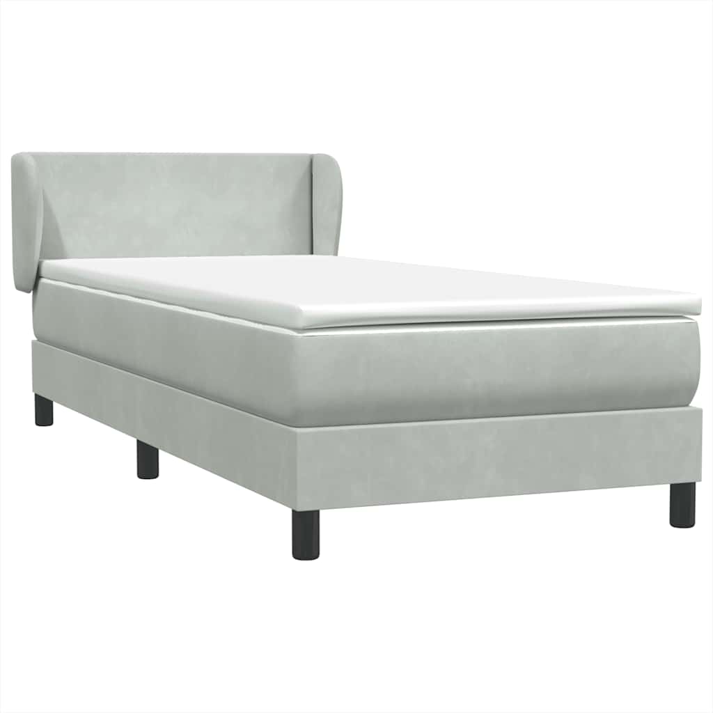 Sommier à lattes de lit et matelas gris clair 90x210 cm velours - XIOS