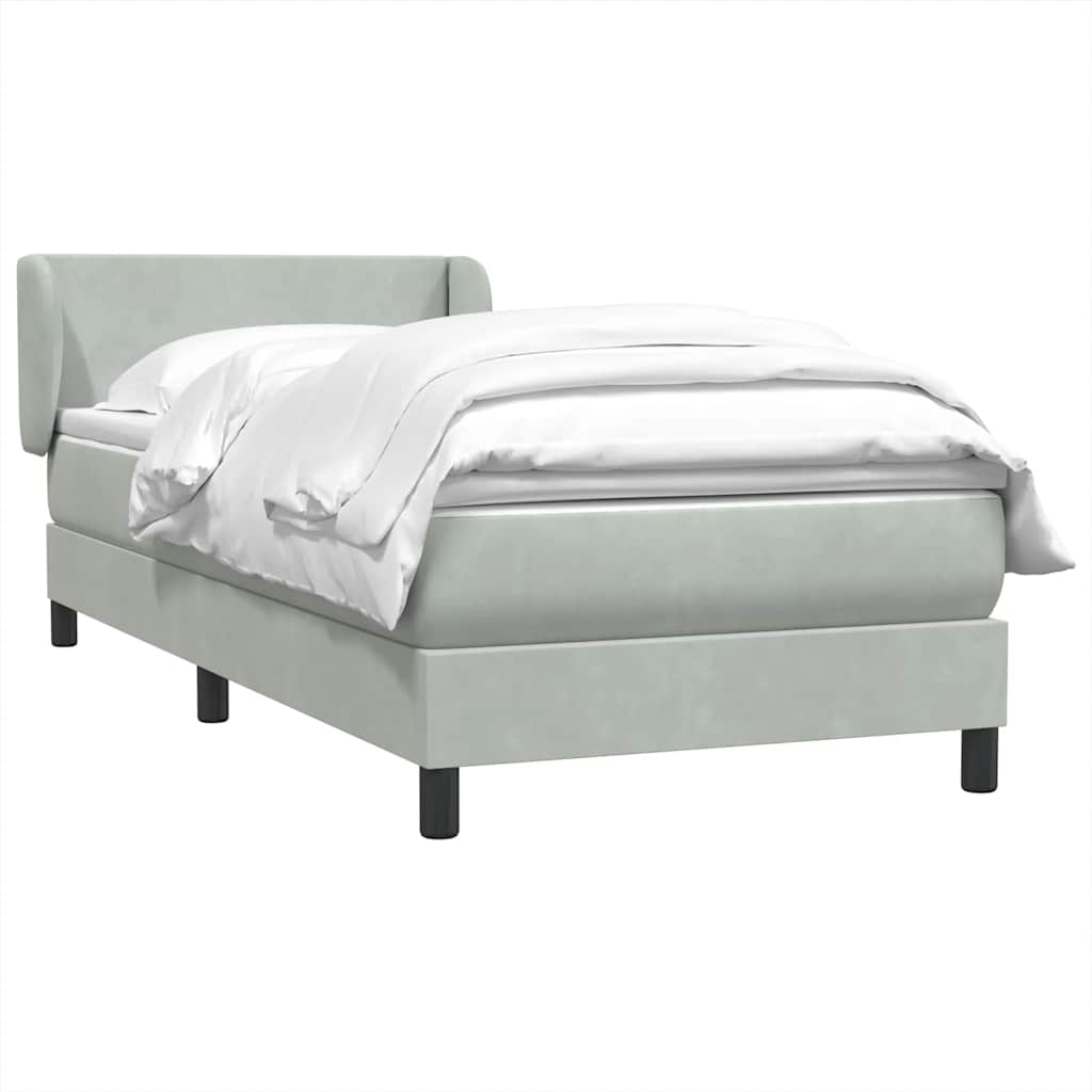 Sommier à lattes de lit et matelas gris clair 90x210 cm velours - XIOS