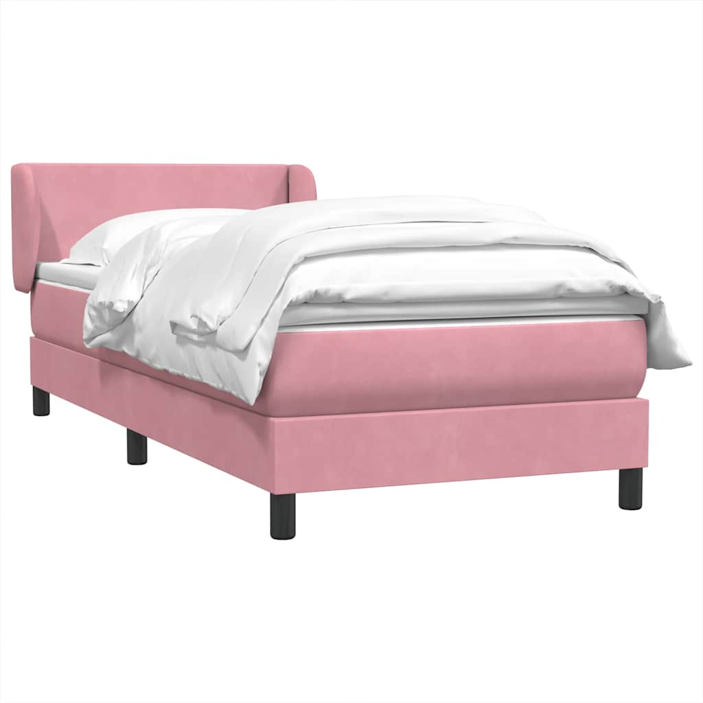 Sommier à lattes de lit avec matelas rose 100x210 cm velours - XIOS