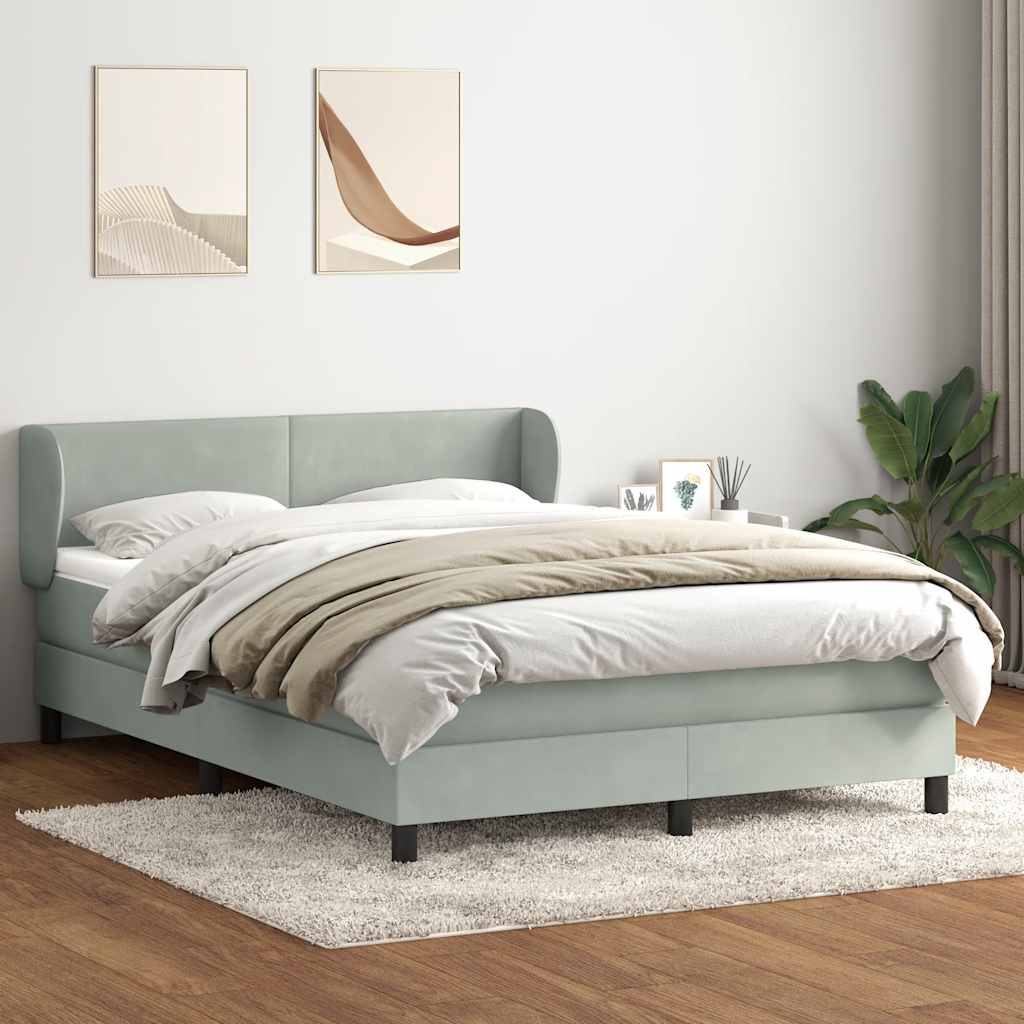 Sommier à lattes de lit et matelas gris clair 140x210cm velours - XIOS