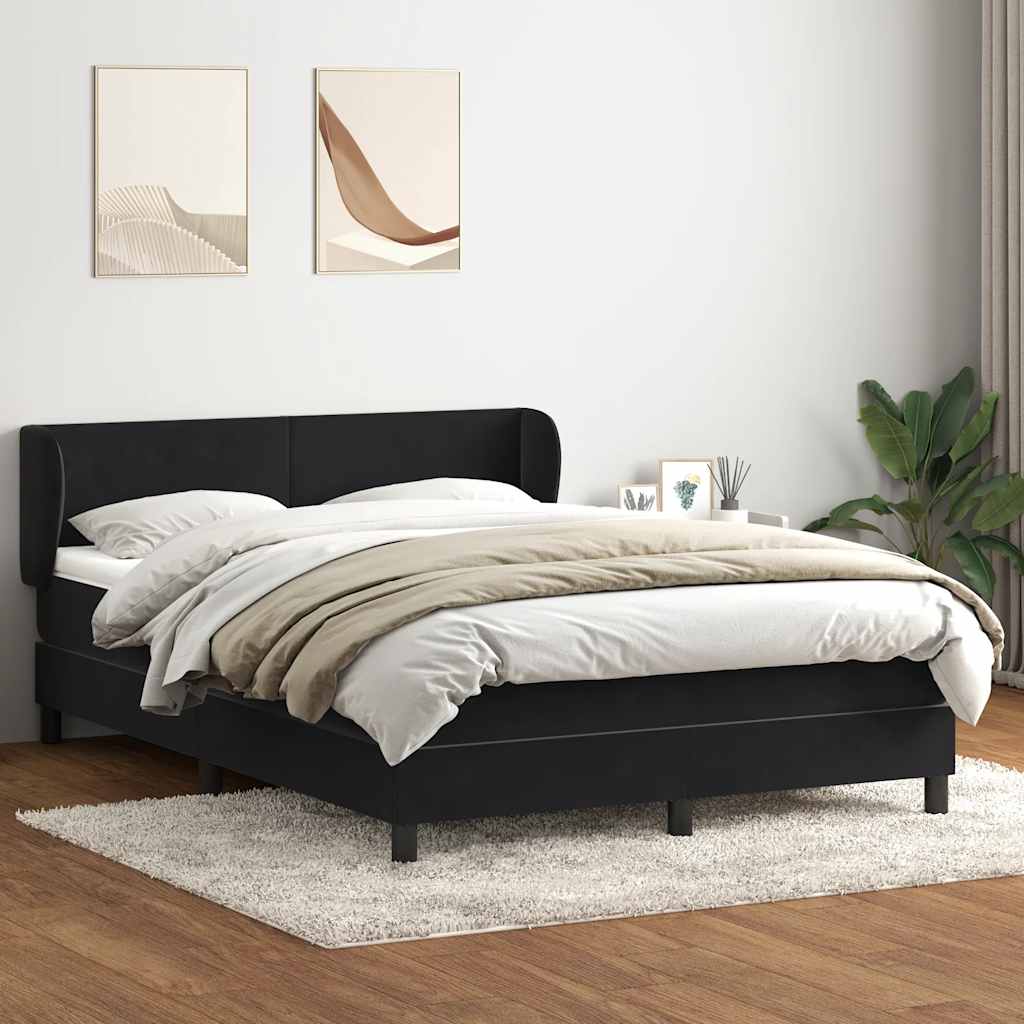 Sommier à lattes de lit avec matelas noir 140x210 cm velours - XIOS