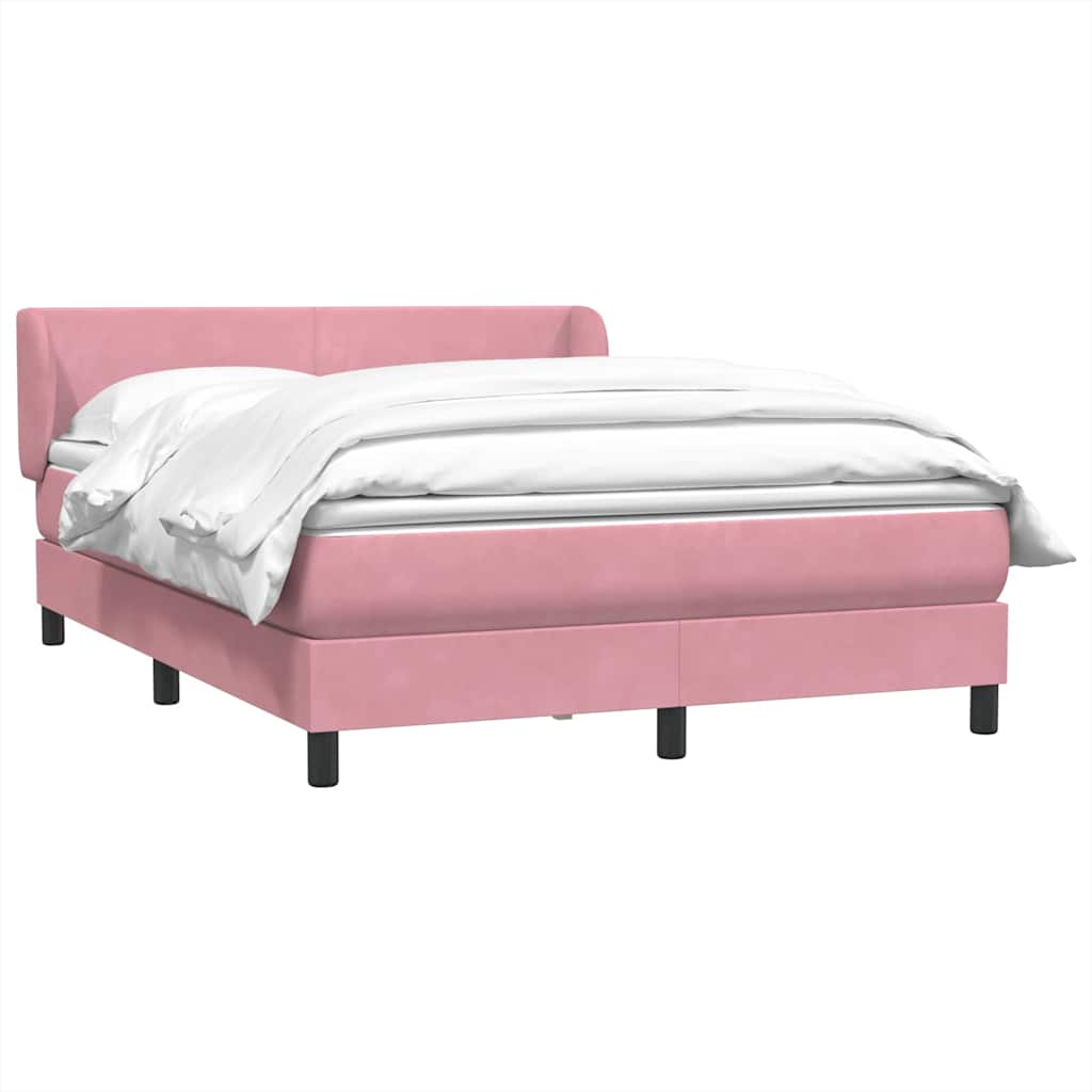 Sommier à lattes de lit avec matelas rose 140x210 cm velours - XIOS
