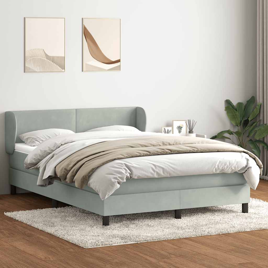Sommier à lattes de lit et matelas gris clair 160x210cm velours - XIOS