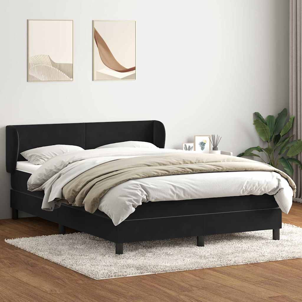 Sommier à lattes de lit avec matelas noir 160x210 cm velours - XIOS