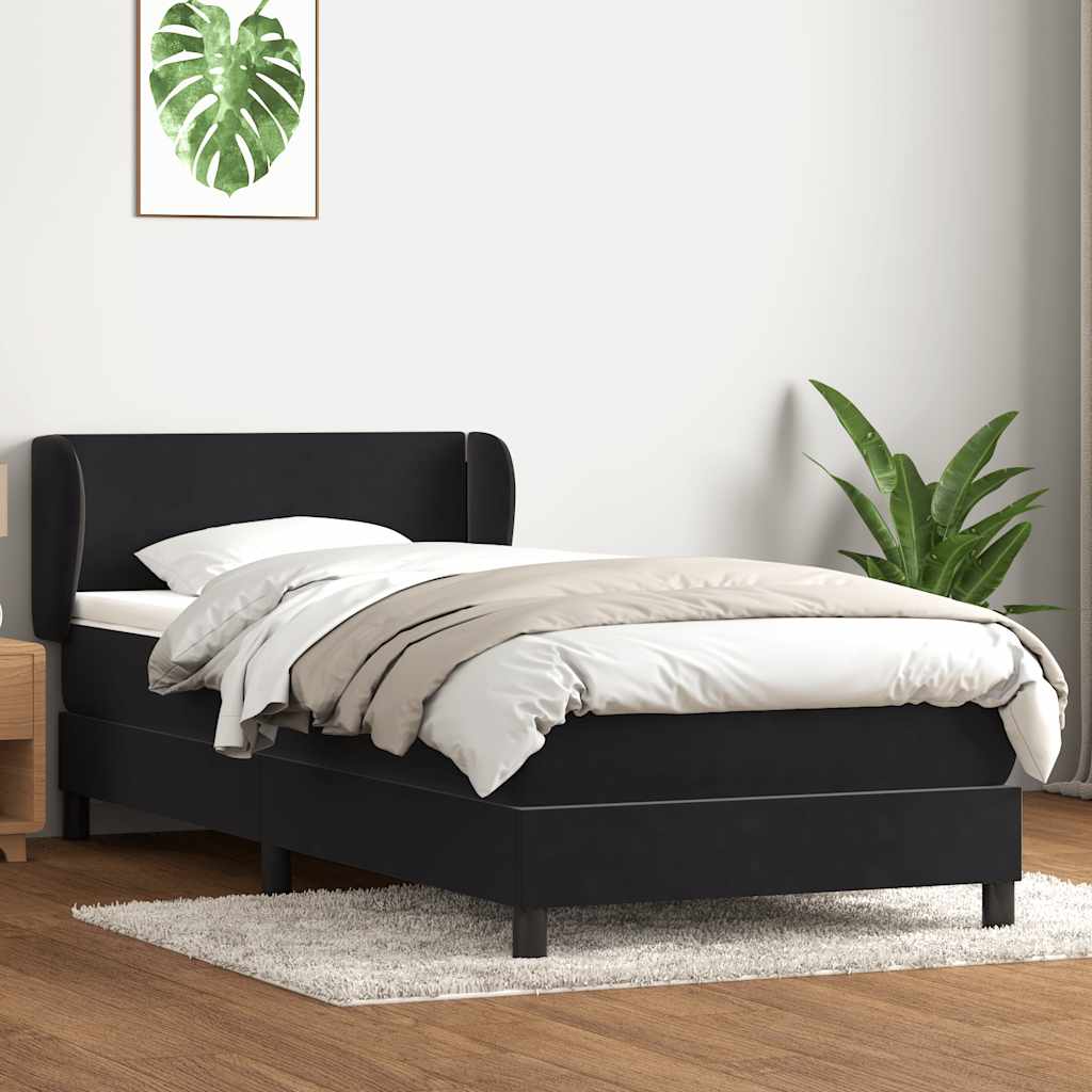 Sommier à lattes de lit avec matelas noir 80x220 cm velours - XIOS