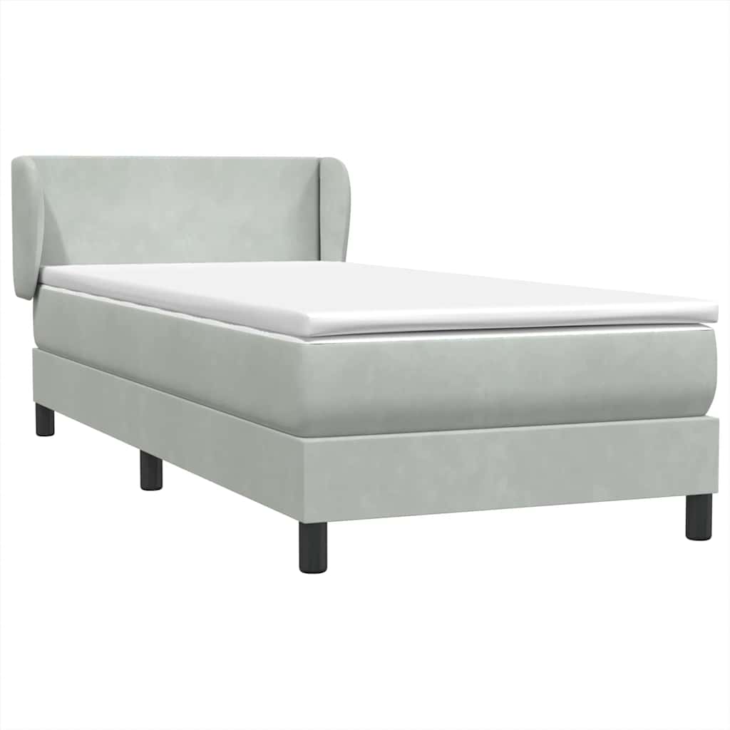 Sommier à lattes de lit et matelas gris clair 90x220 cm velours - XIOS