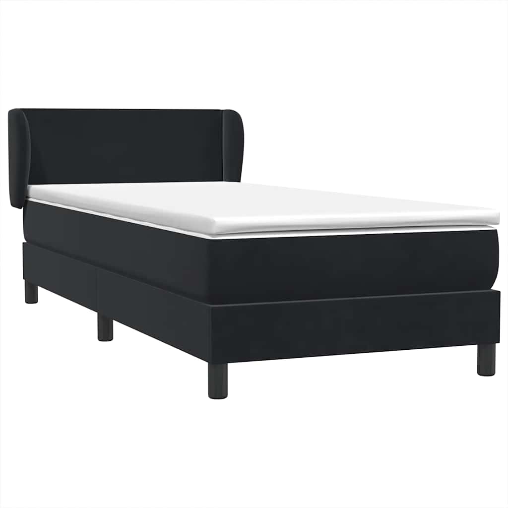 Sommier à lattes de lit avec matelas noir 90x220 cm velours - XIOS