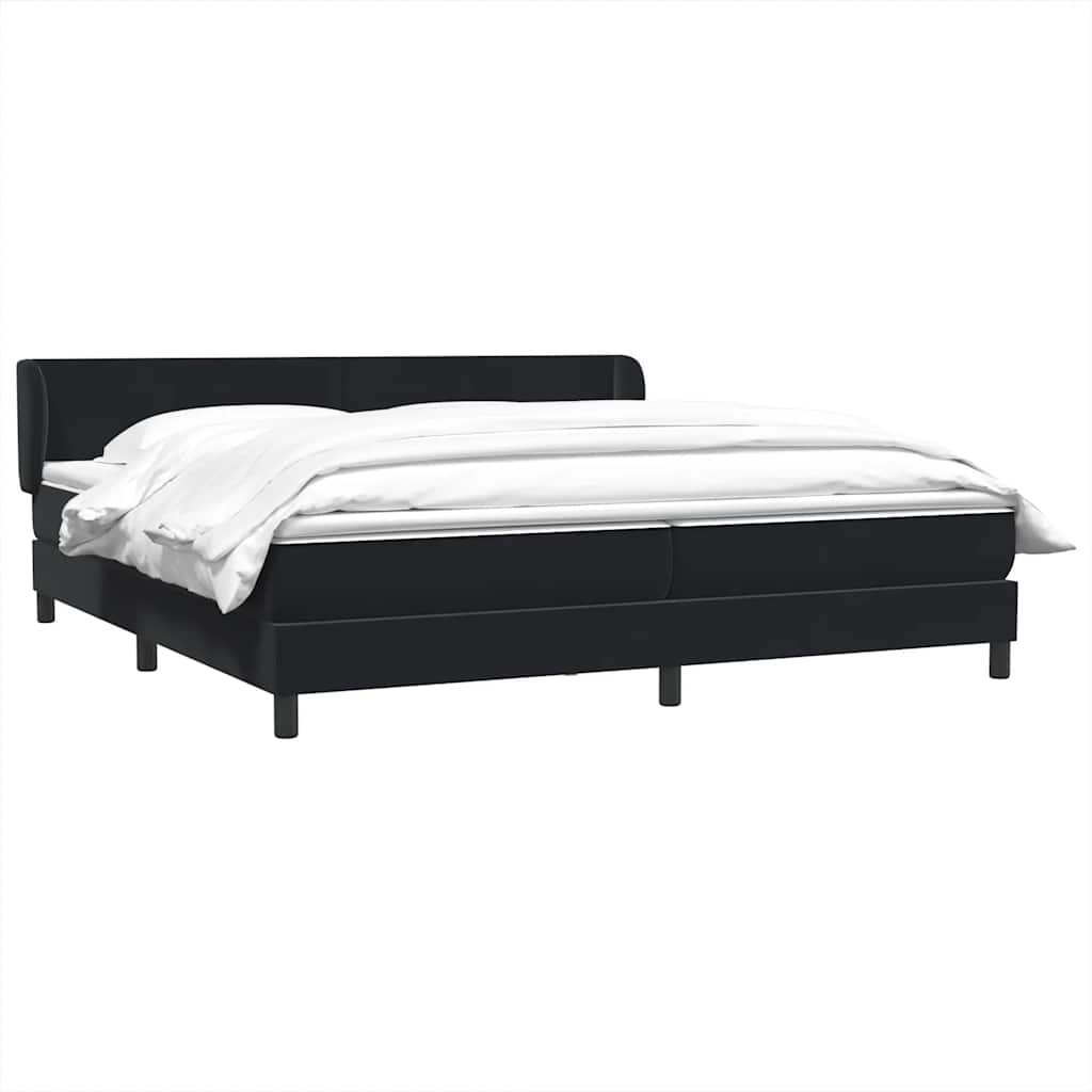 Sommier à lattes de lit avec matelas noir 200x220 cm velours - XIOS