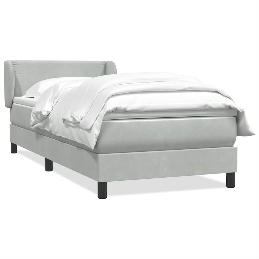 Sommier à lattes de lit et matelas gris clair 90x210 cm velours - XIOS
