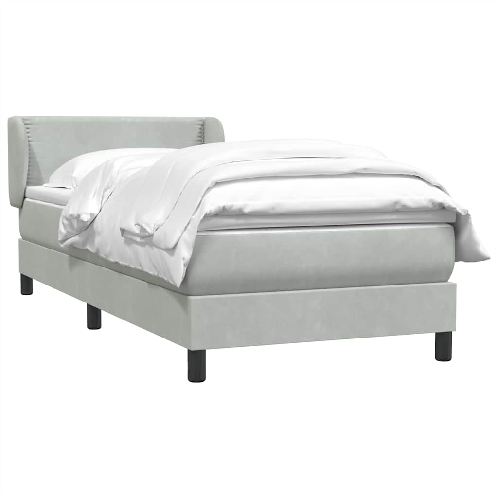 Sommier à lattes de lit et matelas gris clair 90x210 cm velours - XIOS