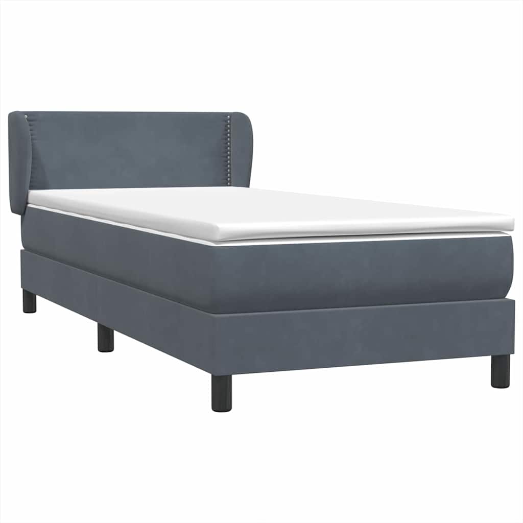 Sommier à lattes de lit et matelas gris foncé 90x210 cm velours - XIOS