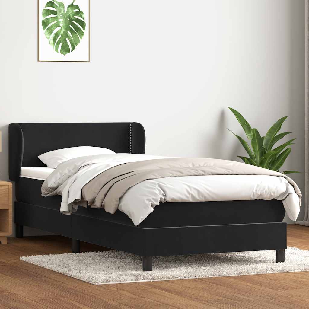 Sommier à lattes de lit avec matelas noir 90x210 cm velours - XIOS
