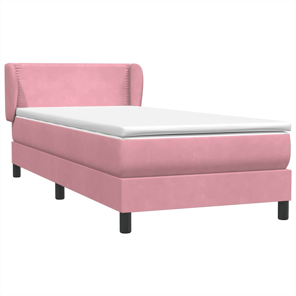 Sommier à lattes de lit avec matelas rose 100x210 cm velours - XIOS