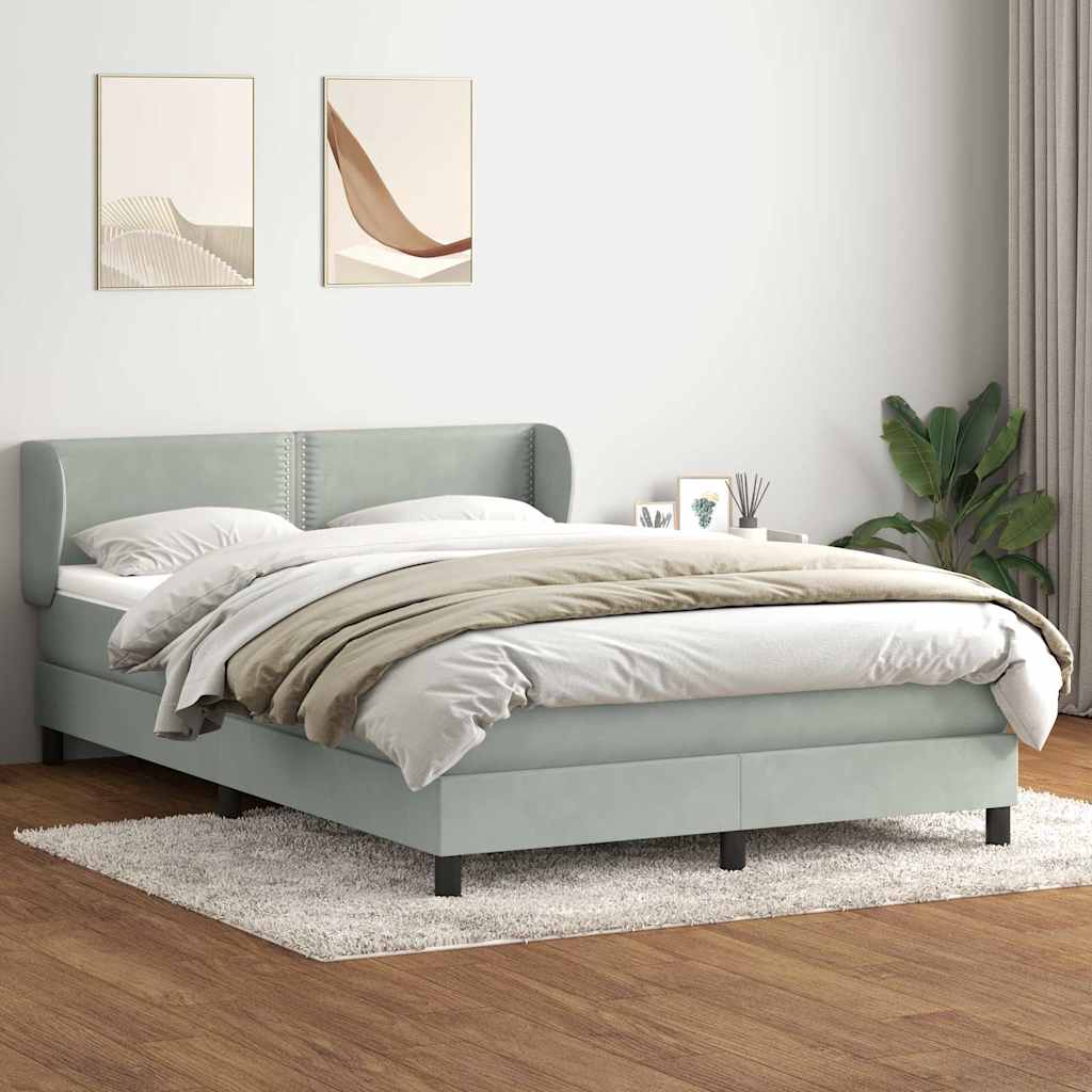 Sommier à lattes de lit et matelas gris clair 160x210cm velours - XIOS
