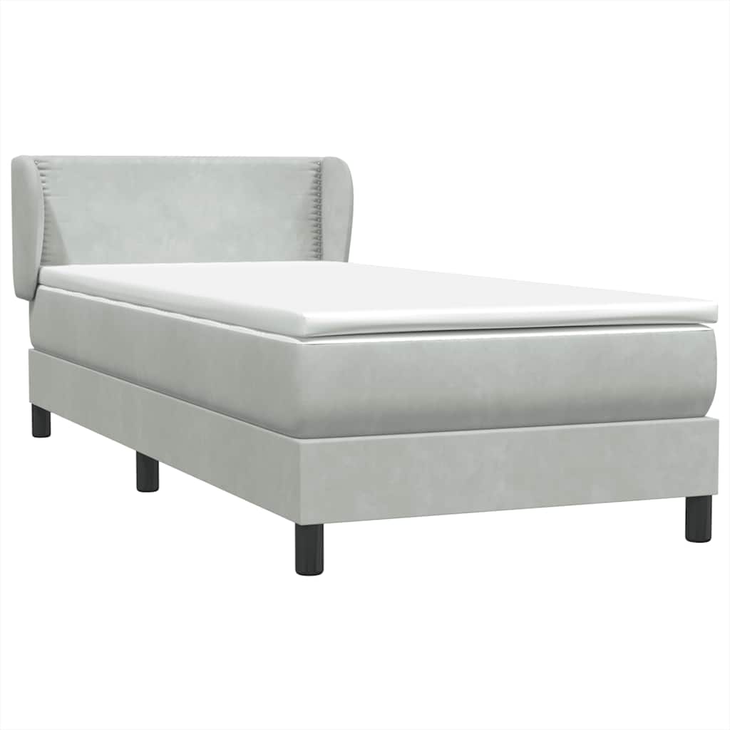 Sommier à lattes de lit et matelas gris clair 90x220 cm velours - XIOS