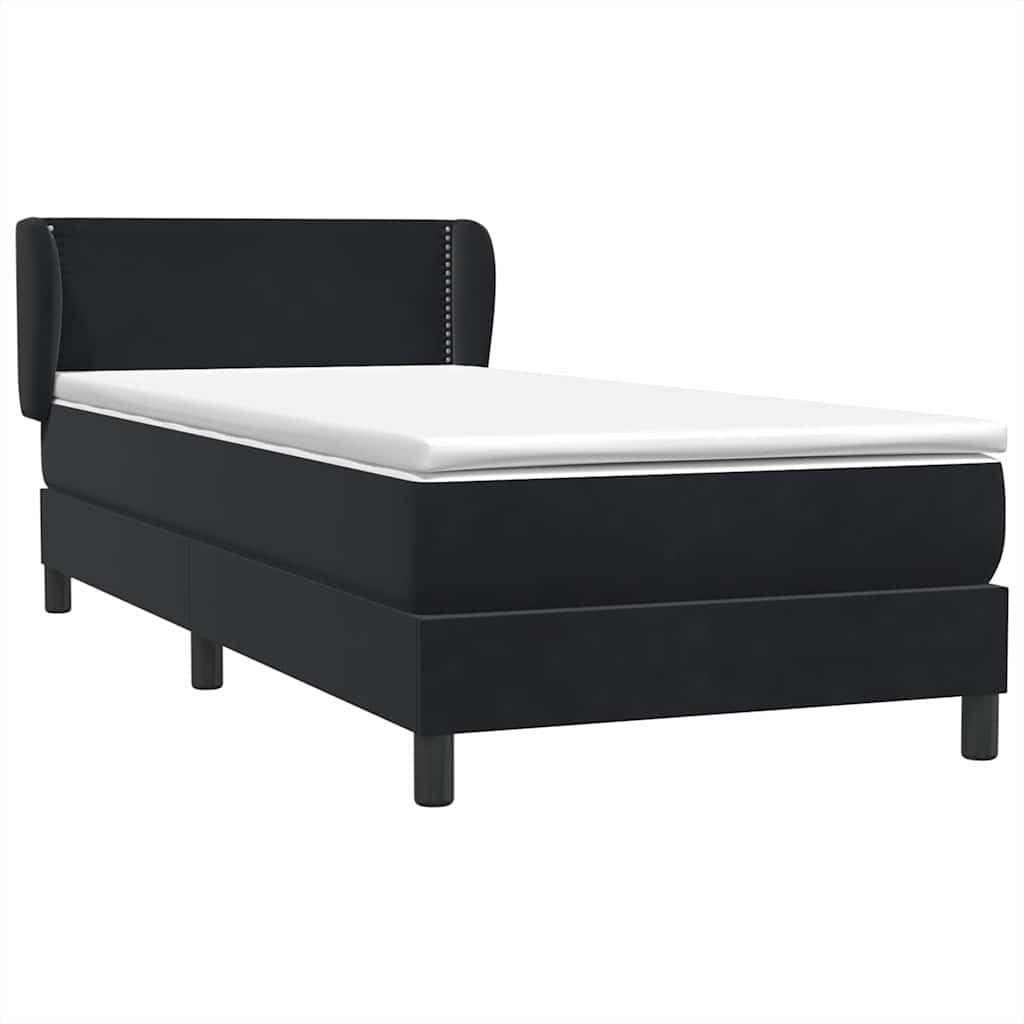 Sommier à lattes de lit avec matelas noir 90x220 cm velours - XIOS