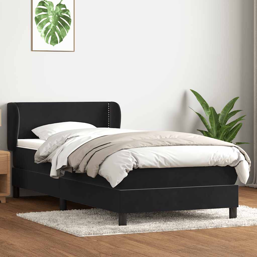 Sommier à lattes de lit avec matelas noir 90x220 cm velours - XIOS