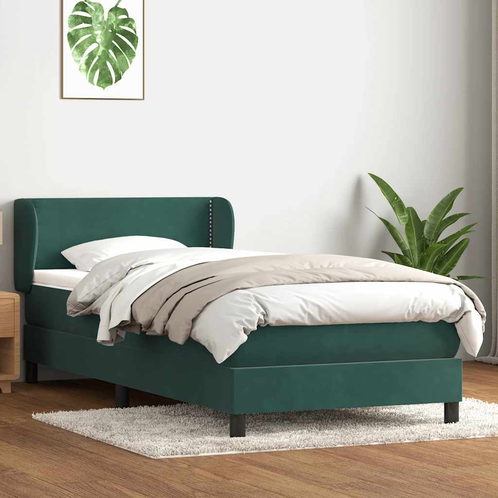 Sommier à lattes de lit et matelas vert foncé 90x220 cm velours - XIOS