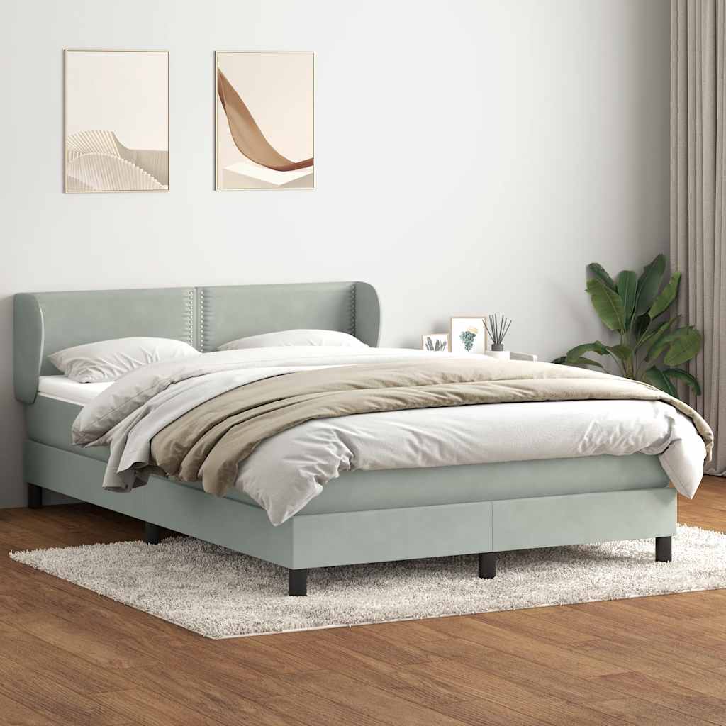 Sommier à lattes de lit et matelas gris clair 160x220cm velours - XIOS