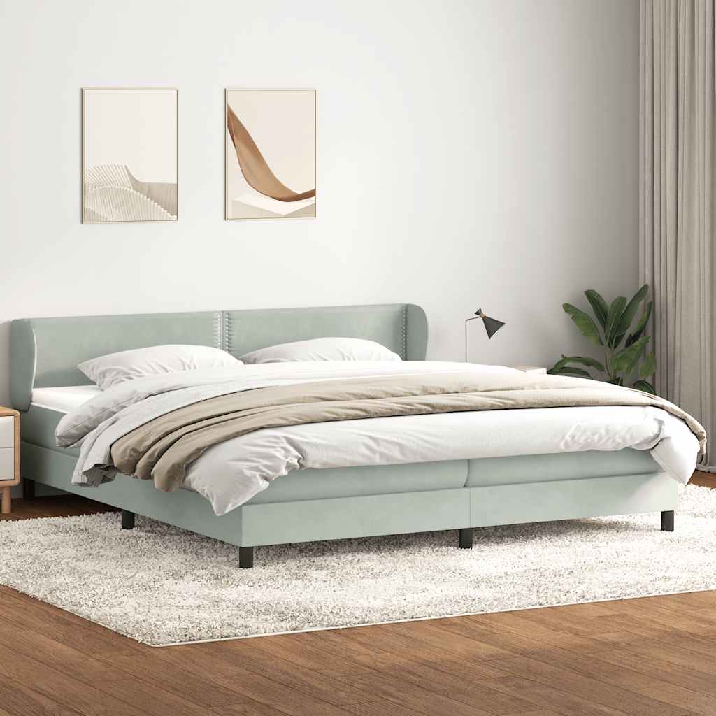 Sommier à lattes de lit et matelas gris clair 180x220cm velours - XIOS