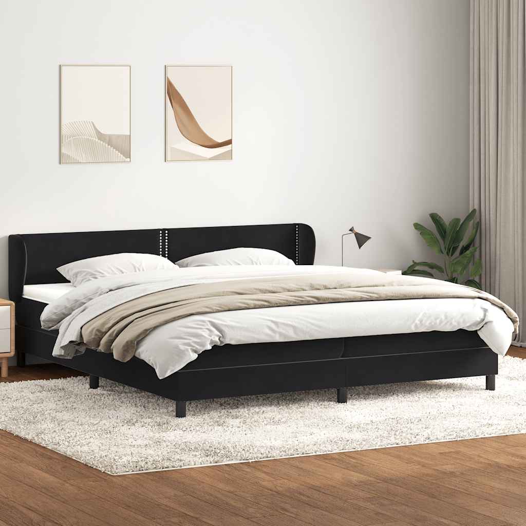 Sommier à lattes de lit avec matelas noir 200x220 cm velours - XIOS