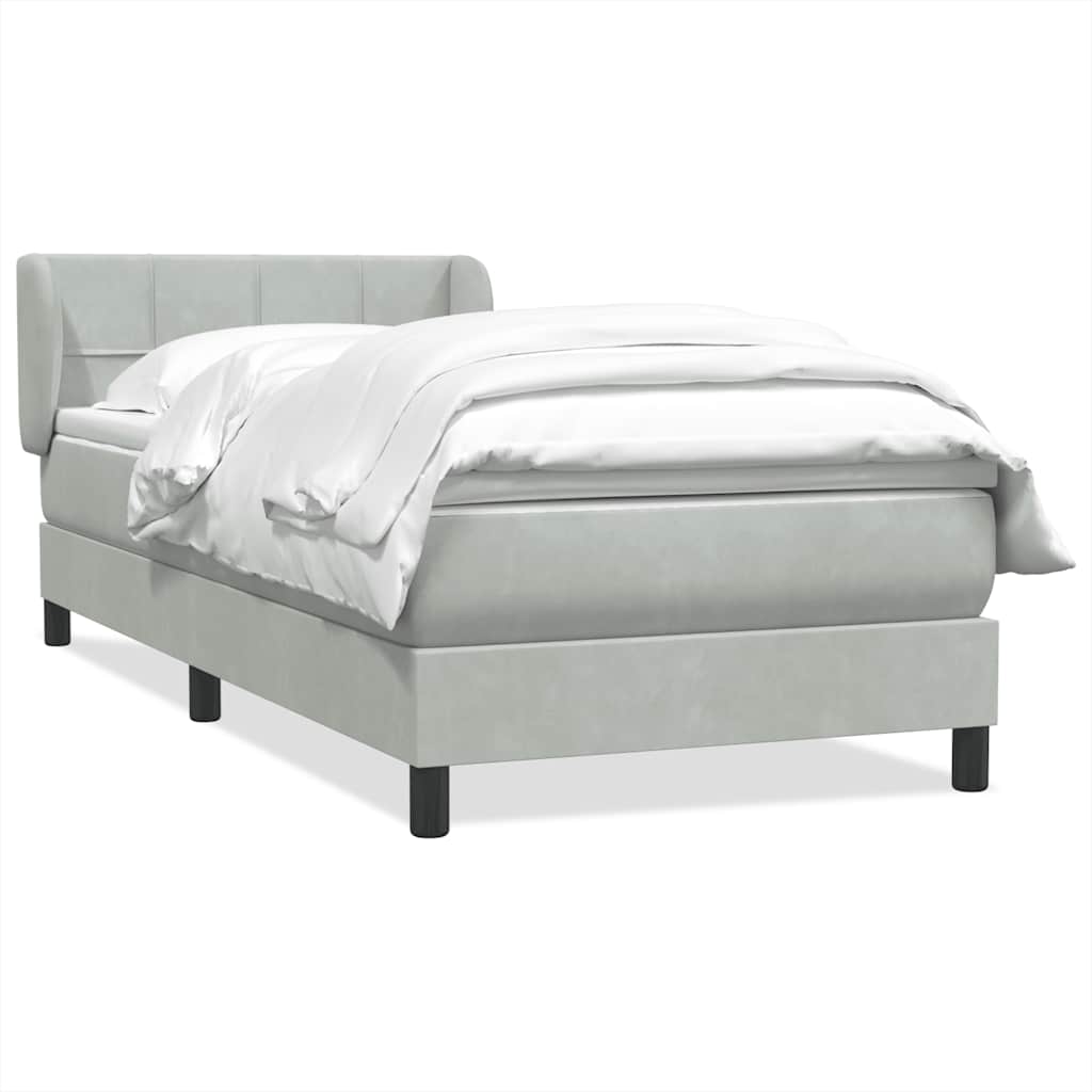 Sommier à lattes de lit et matelas gris clair 80x210 cm velours - XIOS