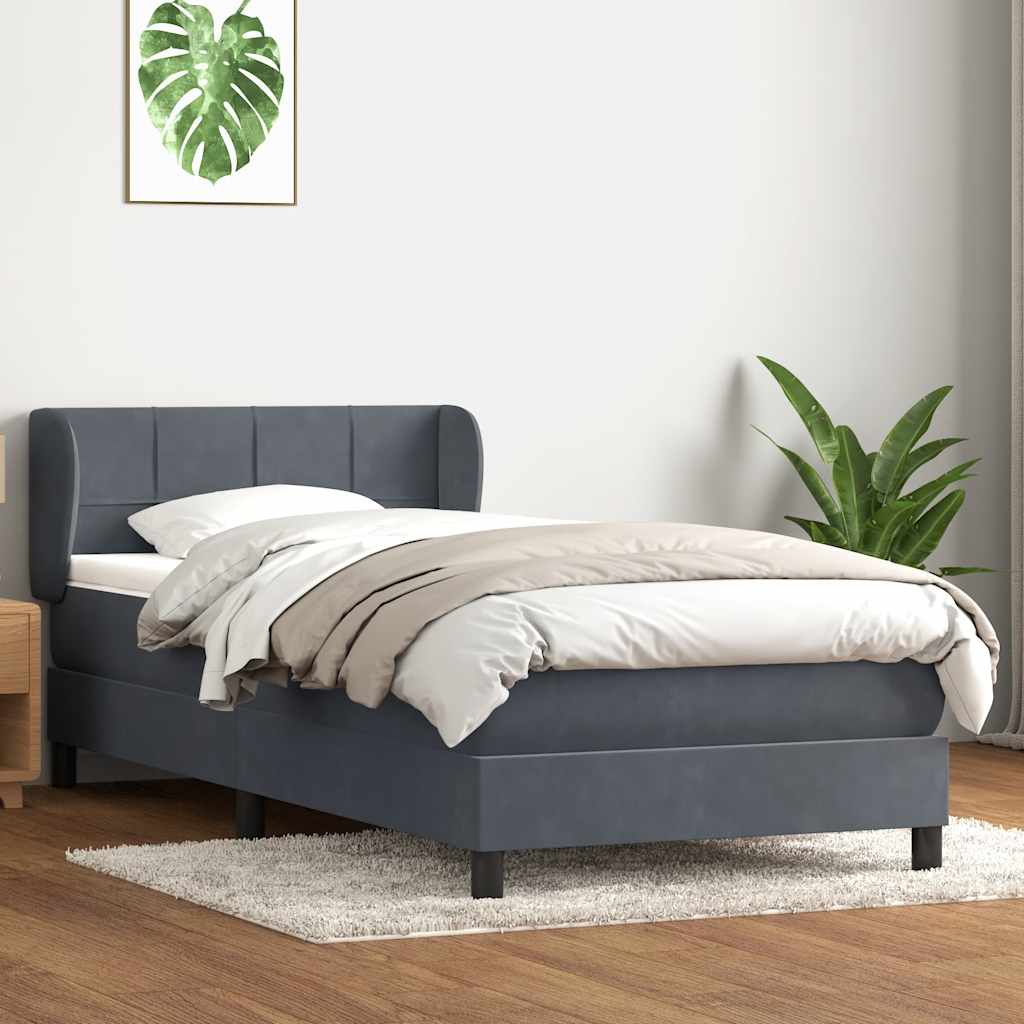 Sommier à lattes de lit et matelas gris foncé 80x210 cm velours - XIOS